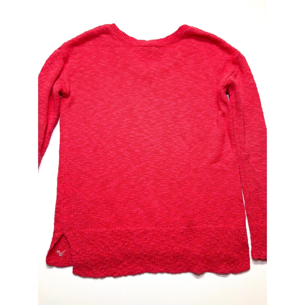 American Eagle Outfitters Womens XS Pink V-Neck Knit Sweater High Low AEO 0303 - Picture 9 of 9